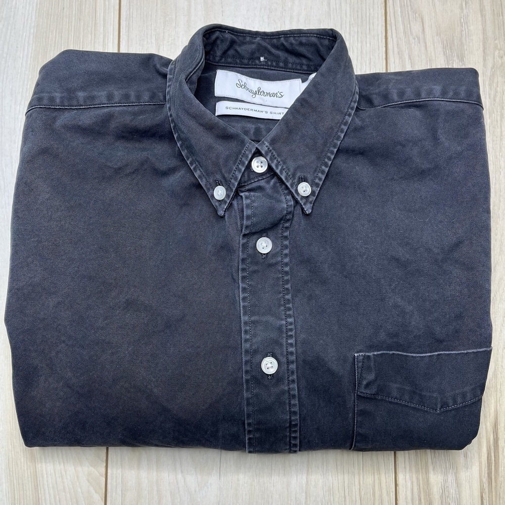 Schnaydermans Men's Button Up Long Sleeve Luxury Shirt Gray Size 15 37/38 Cotton